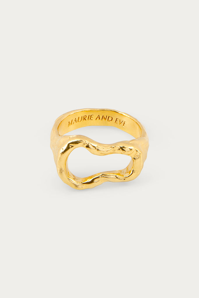 Gold plaited organic shape ring 