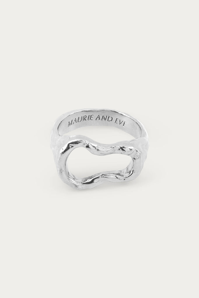 solid silver organic shape ring 