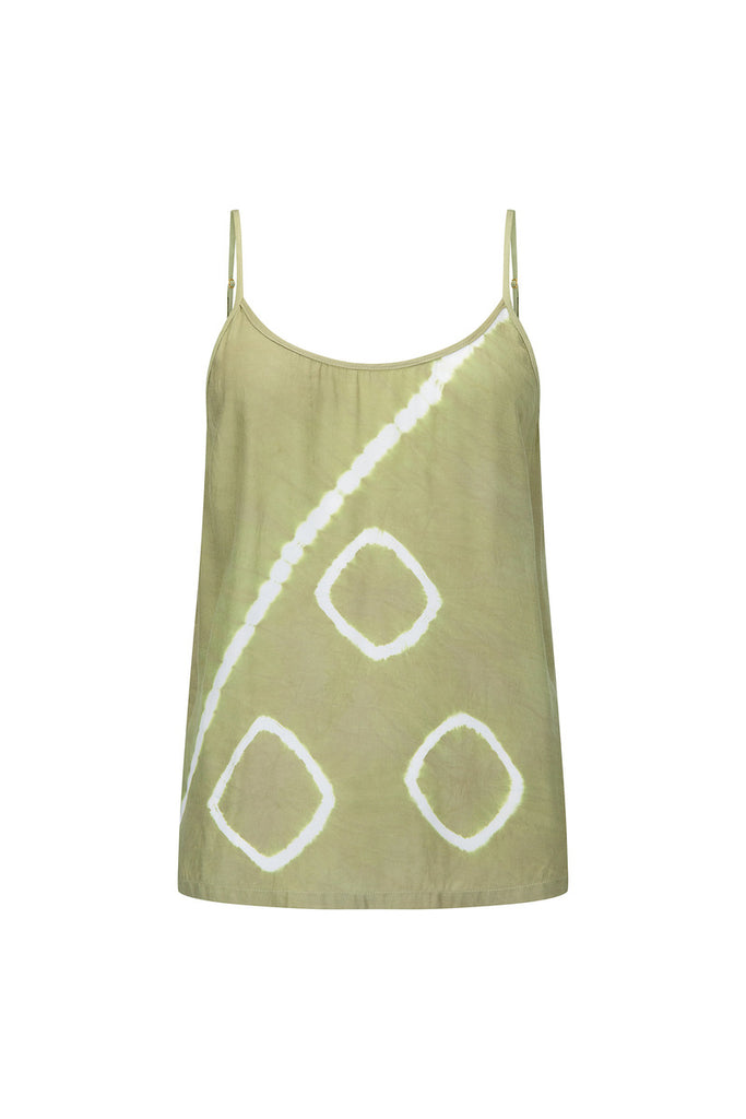 women's green tie dye cami front view