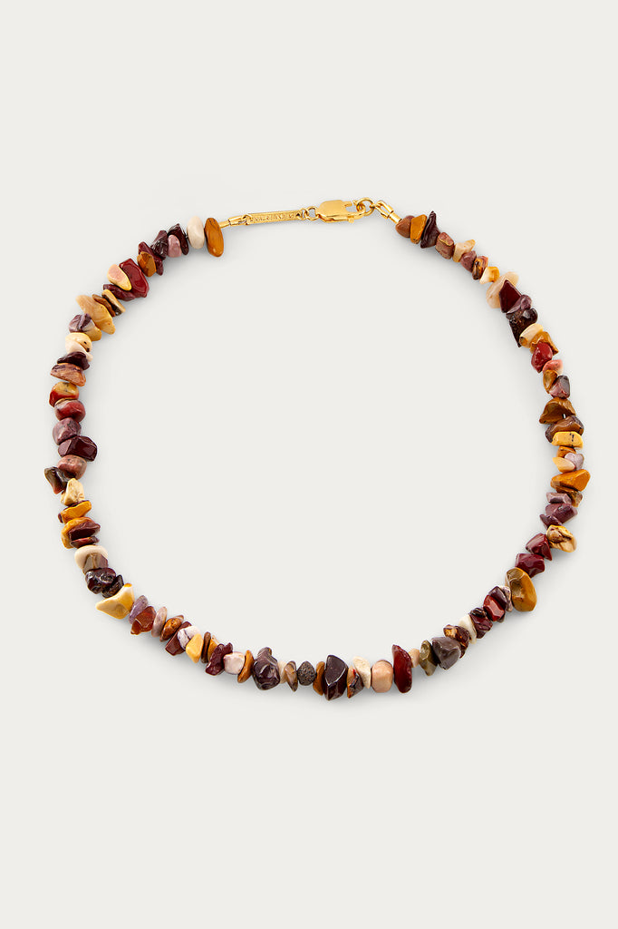 women's beaded stone necklace front view