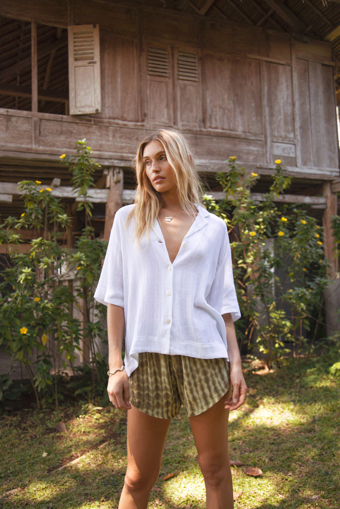 women's white cotton mesh shirt 