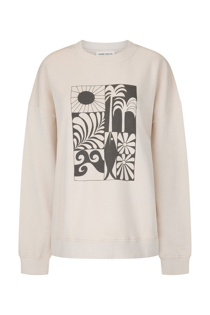 womens cotton terry jumper with artist print front view