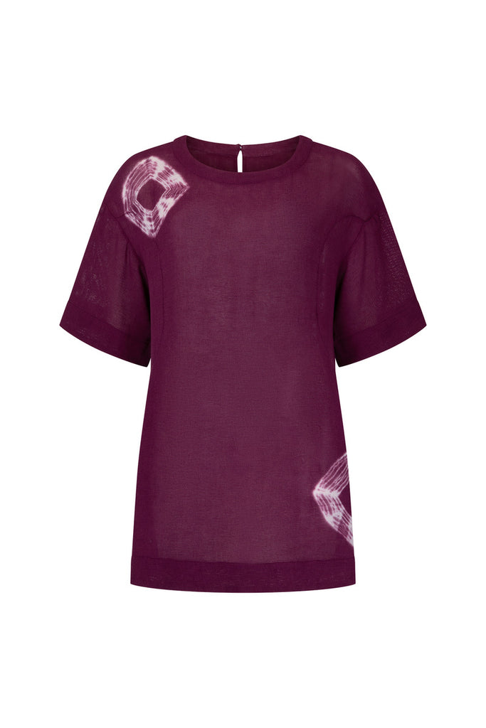 women's mauve cotton tie dye mini dress front view