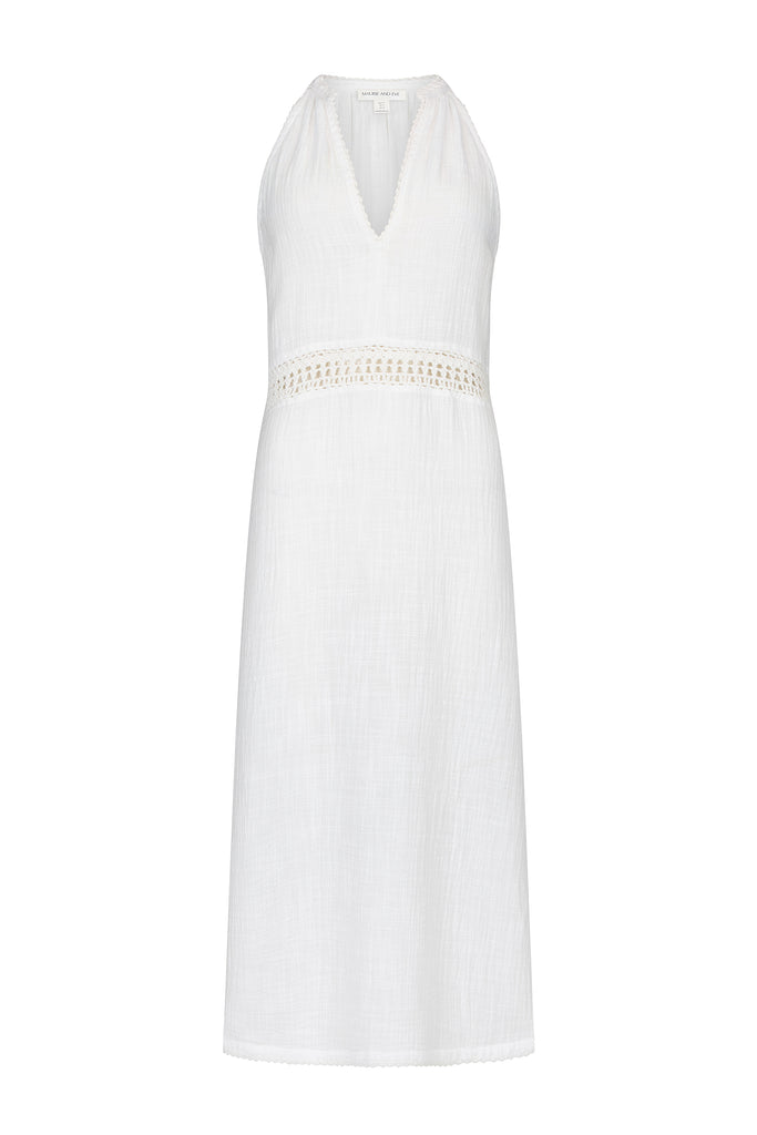 Women's white cotton maxi dress front view