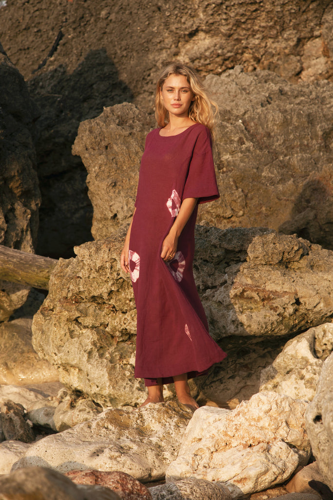 women's mauve cotton maxi dress front view