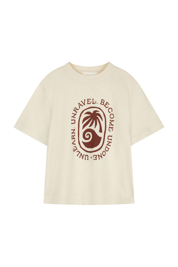 women's cotton hemp artist print tee cream hue front view