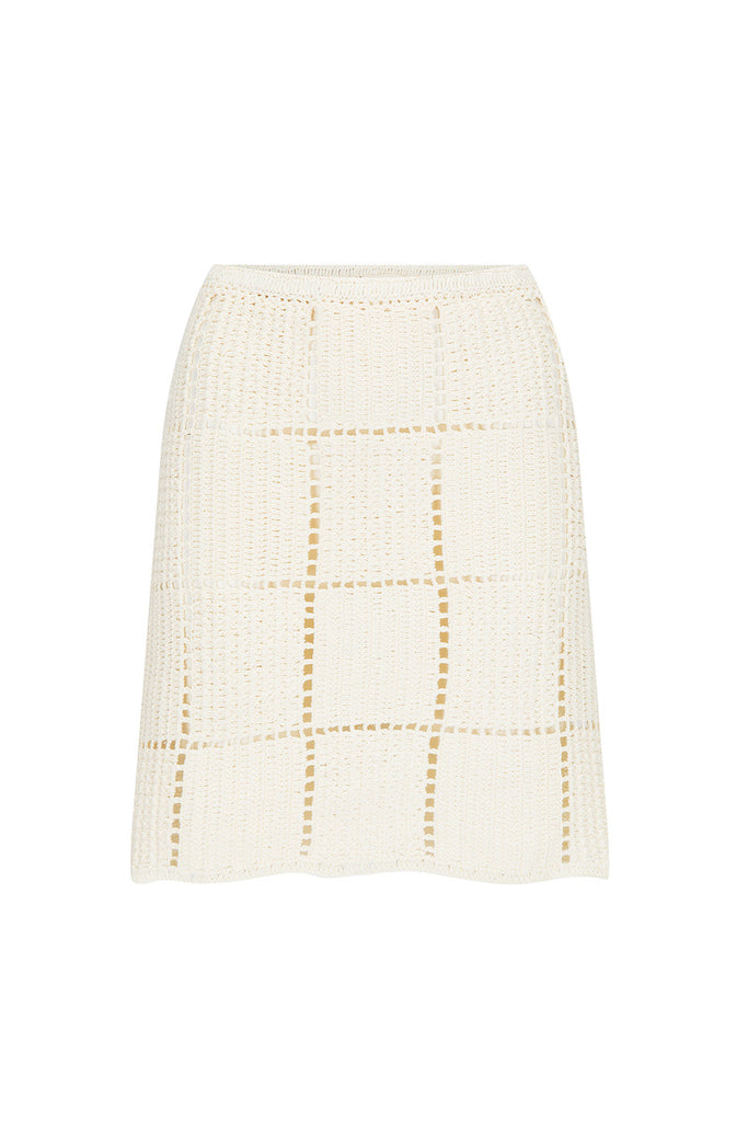 womens cream cotton crochet skirt front view 