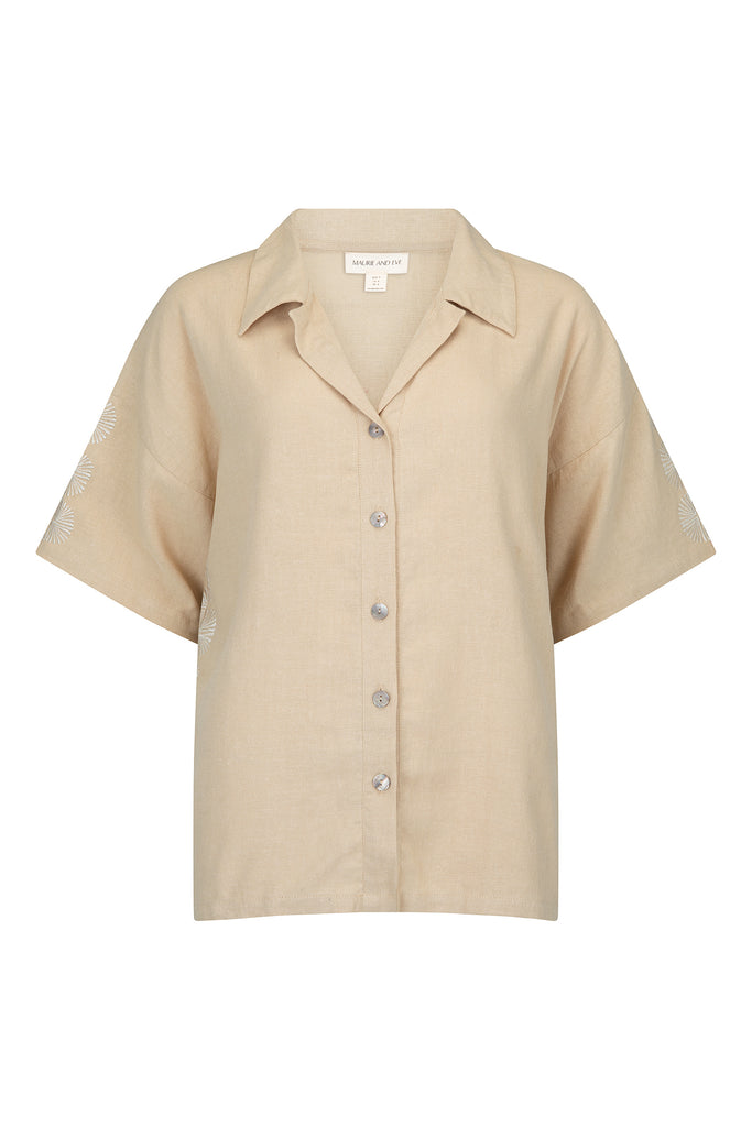 women's cotton beige shirt front view