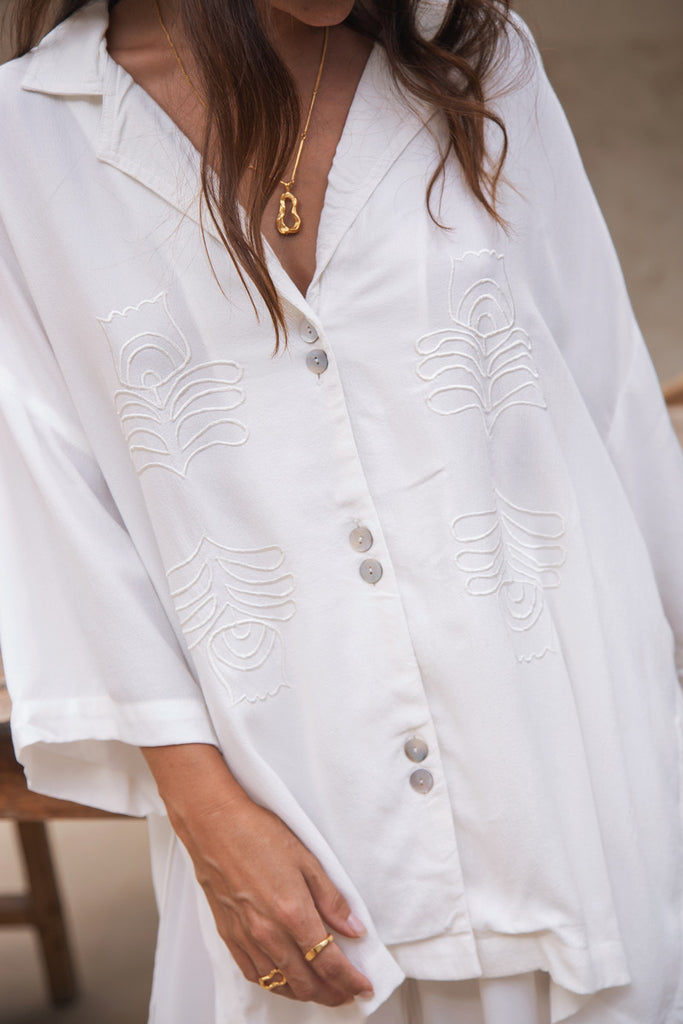 womens ivory viscoe shirt front view 