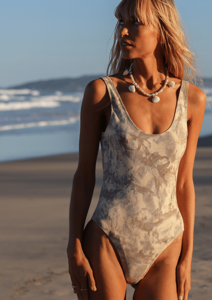 Open To It Ribbed Bodysuit - Taupe